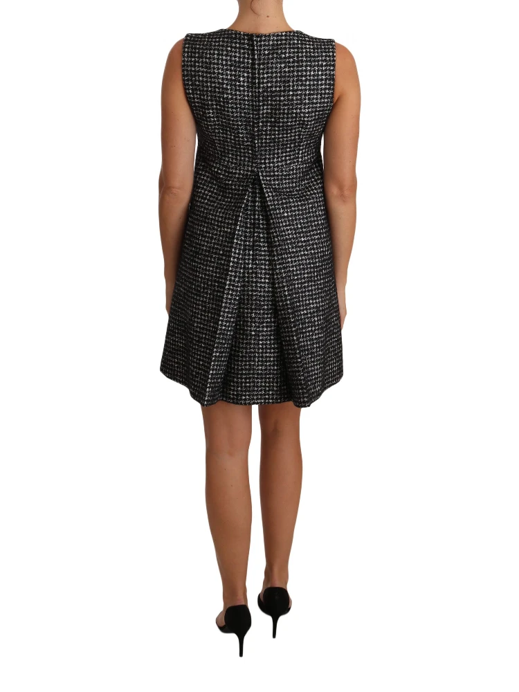 Gray Houndstooth Floral Appliqué Shift Mini Dress alternative