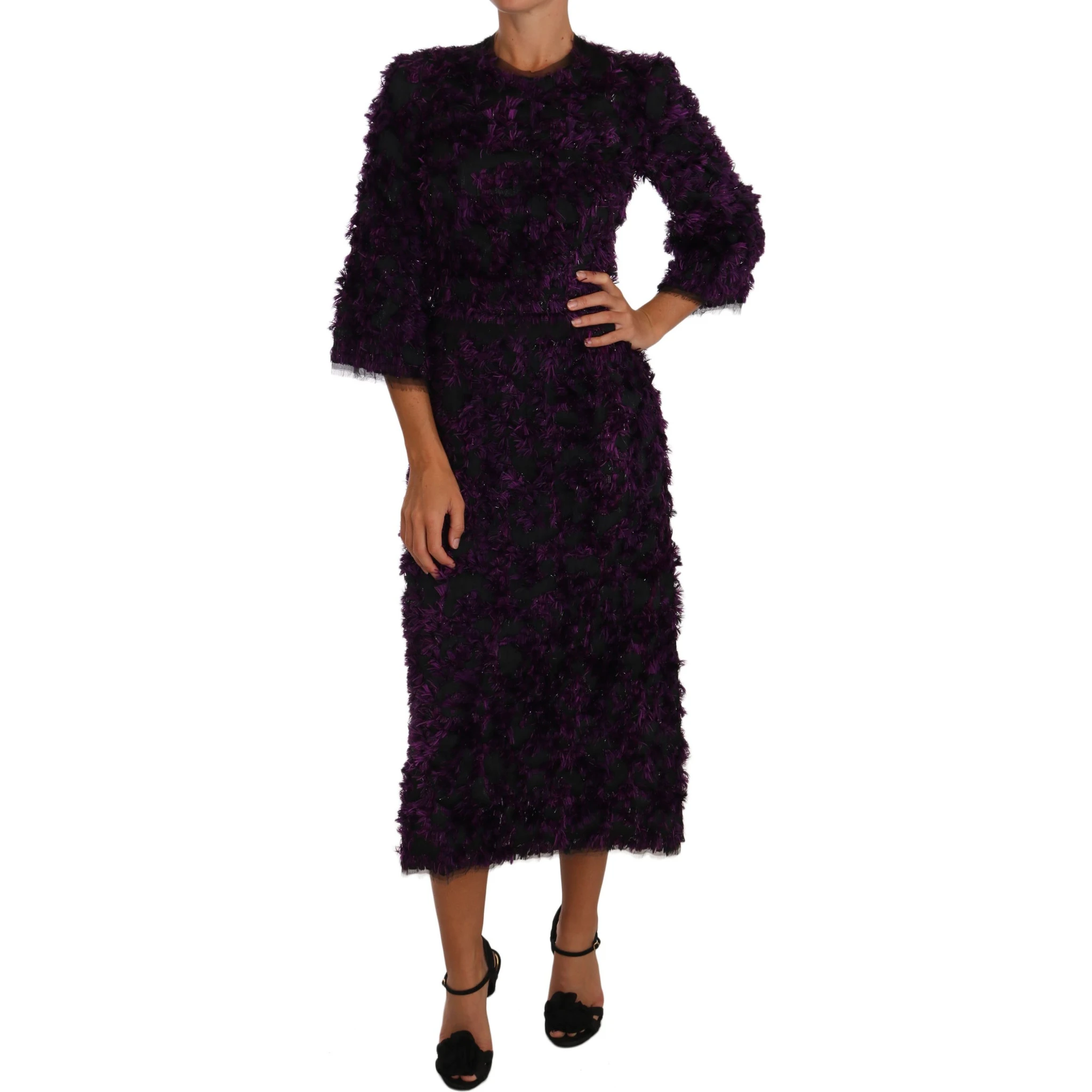 Purple Fringe Midi Sheath Dress
