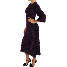Purple Fringe Midi Sheath Dress