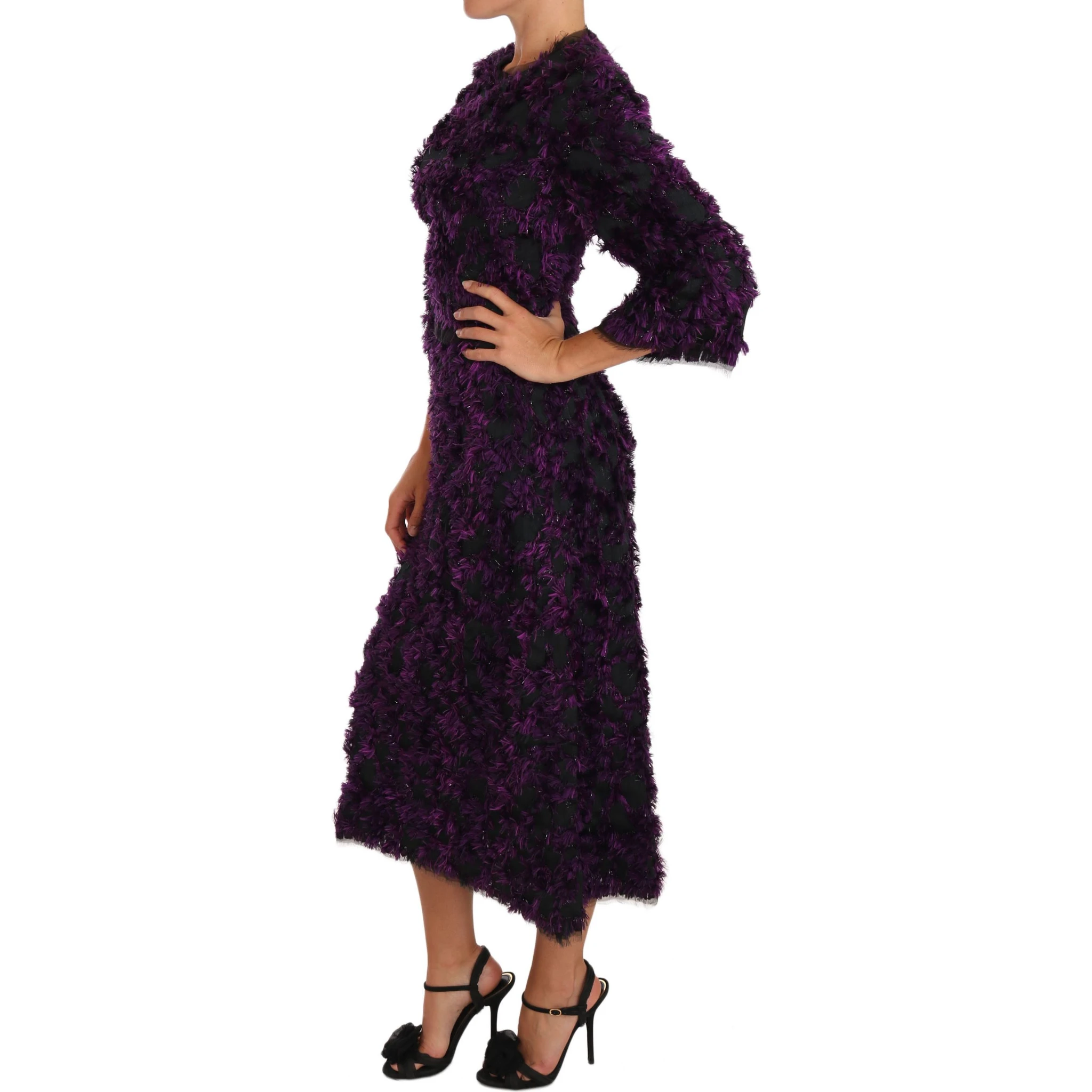 Purple Fringe Midi Sheath Dress