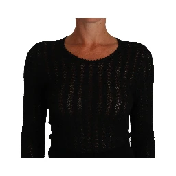 Black Knitted Wool Sheath Long Sleeves Dress