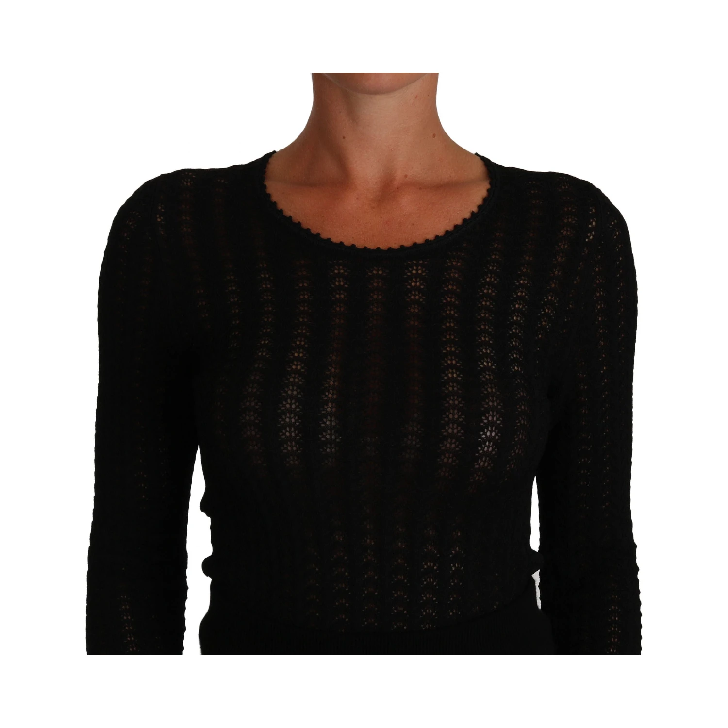Black Knitted Wool Sheath Long Sleeves Dress