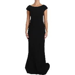 Black Stretch Fit Flare Gown Maxi