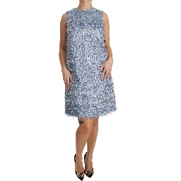 Light Blue Fringe Shift Gown Dress