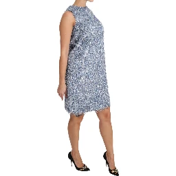 Light Blue Fringe Shift Gown Dress