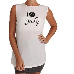 White Silk I LOVE ITALY Cami T-shirt