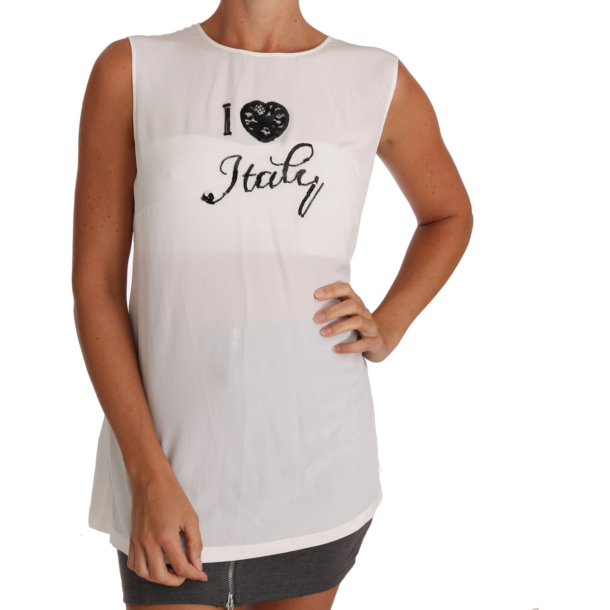 White Silk I LOVE ITALY Cami T-shirt