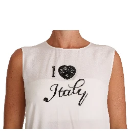 White Silk I LOVE ITALY Cami T-shirt