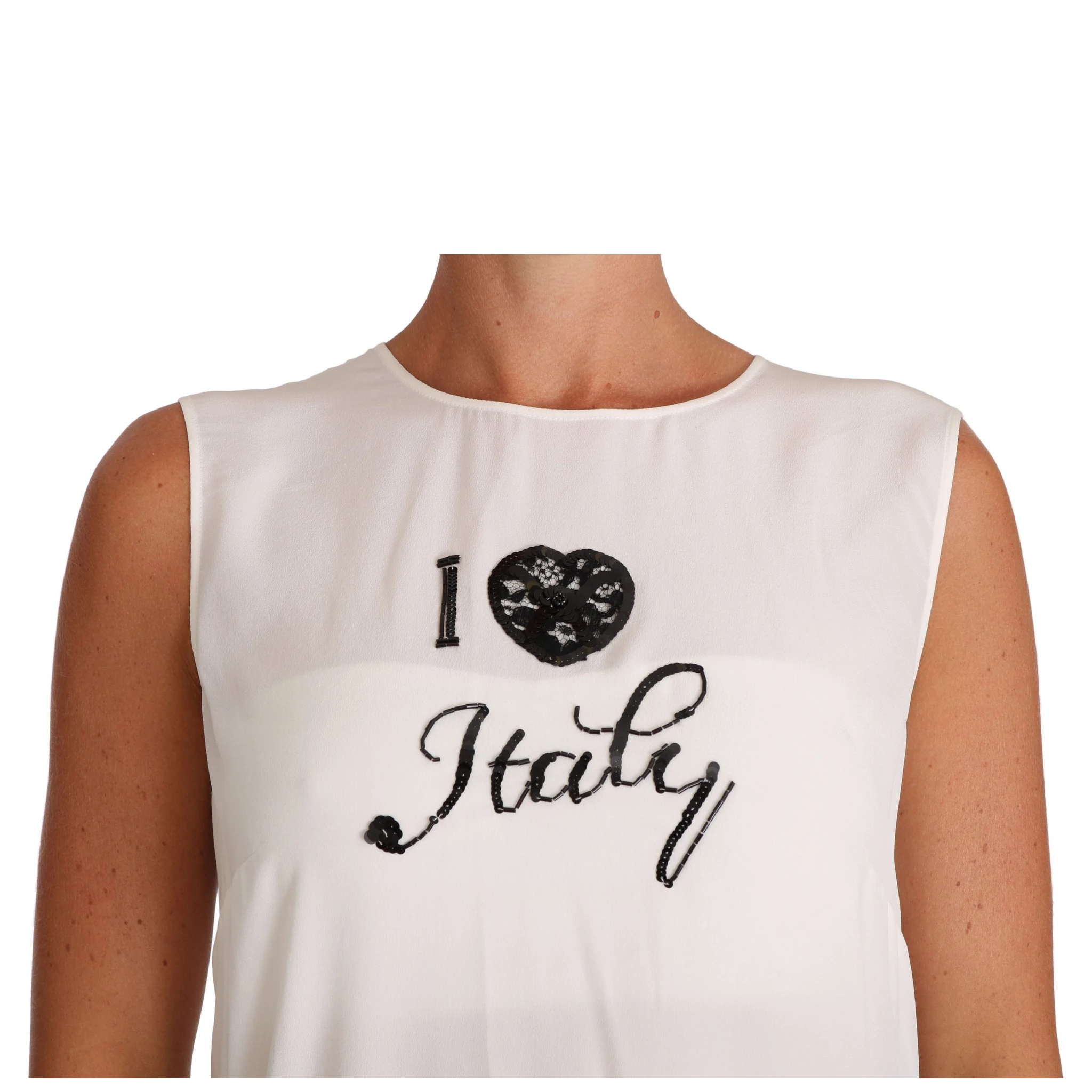 White Silk I LOVE ITALY Cami T-shirt