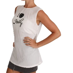 White Silk I LOVE ITALY Cami T-shirt
