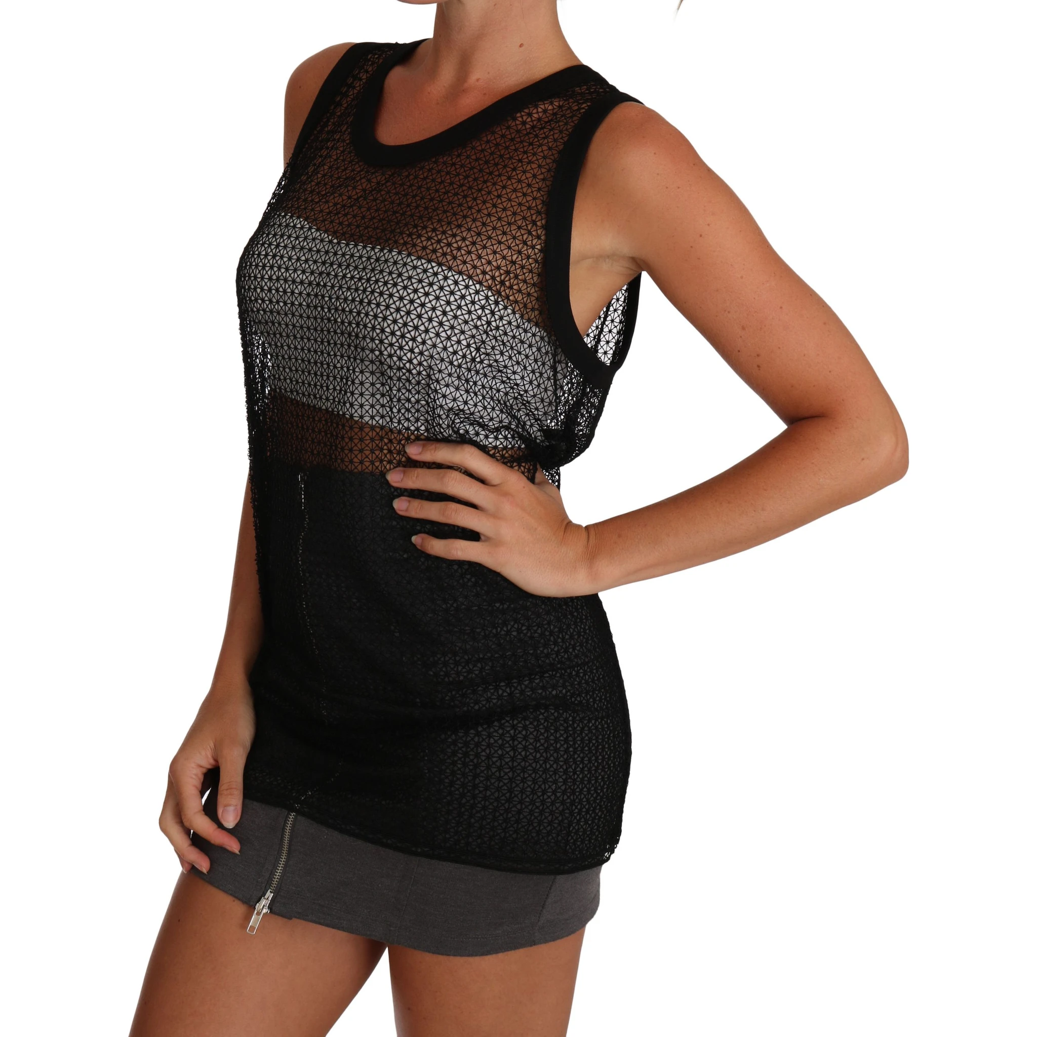 Black Mesh Transparent Blouse T-shirt