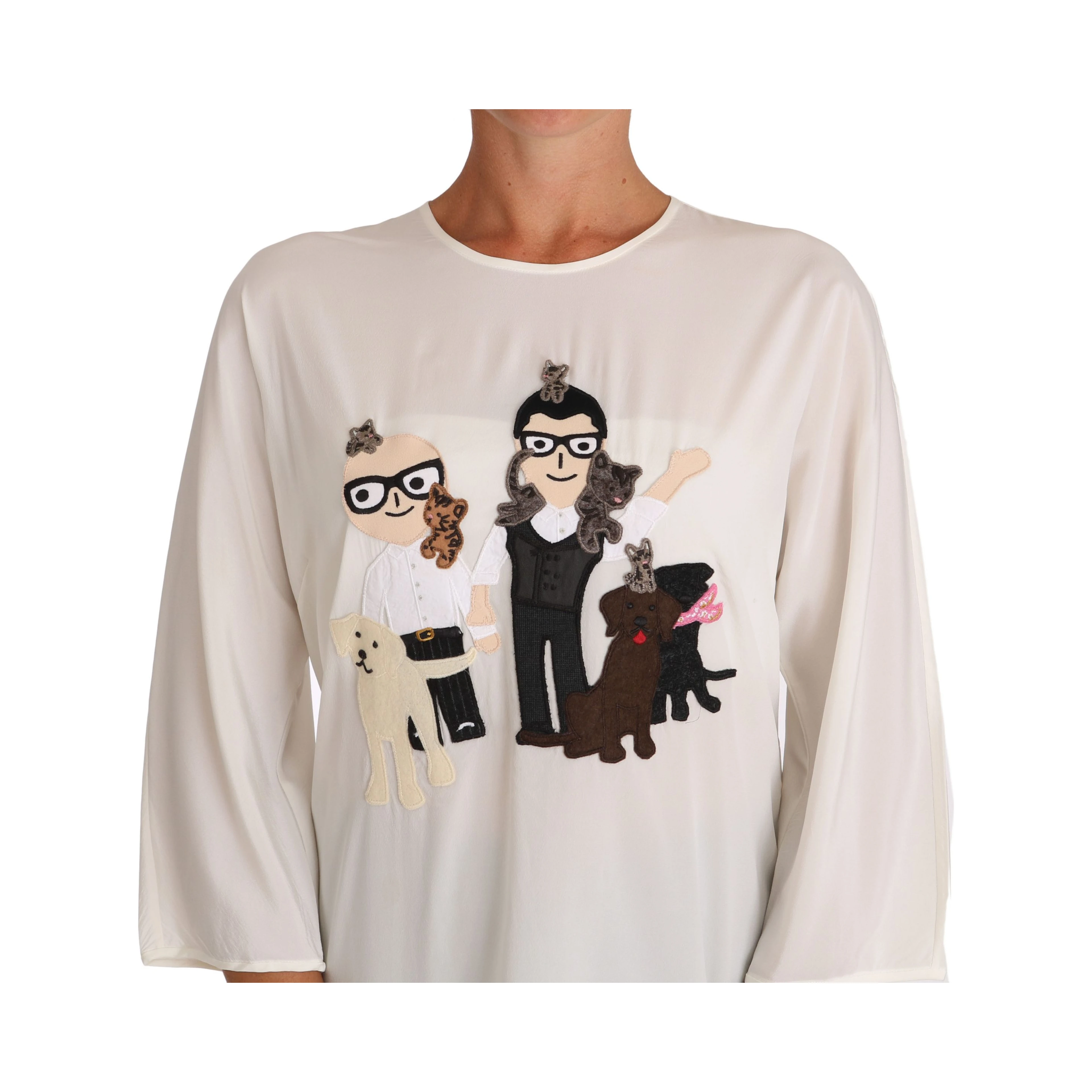 White Silk #dgfamily Blouse T-shirt