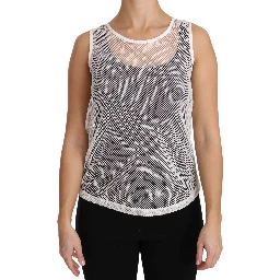 White Net  Transparent Sleeveless Tank Top