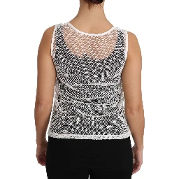 White Net  Transparent Sleeveless Tank Top