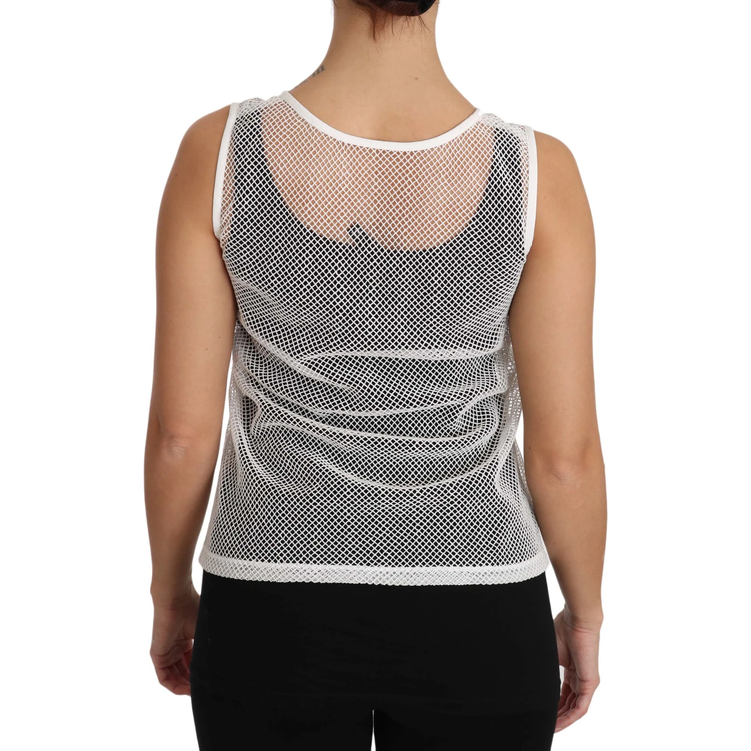 White Net  Transparent Sleeveless Tank Top