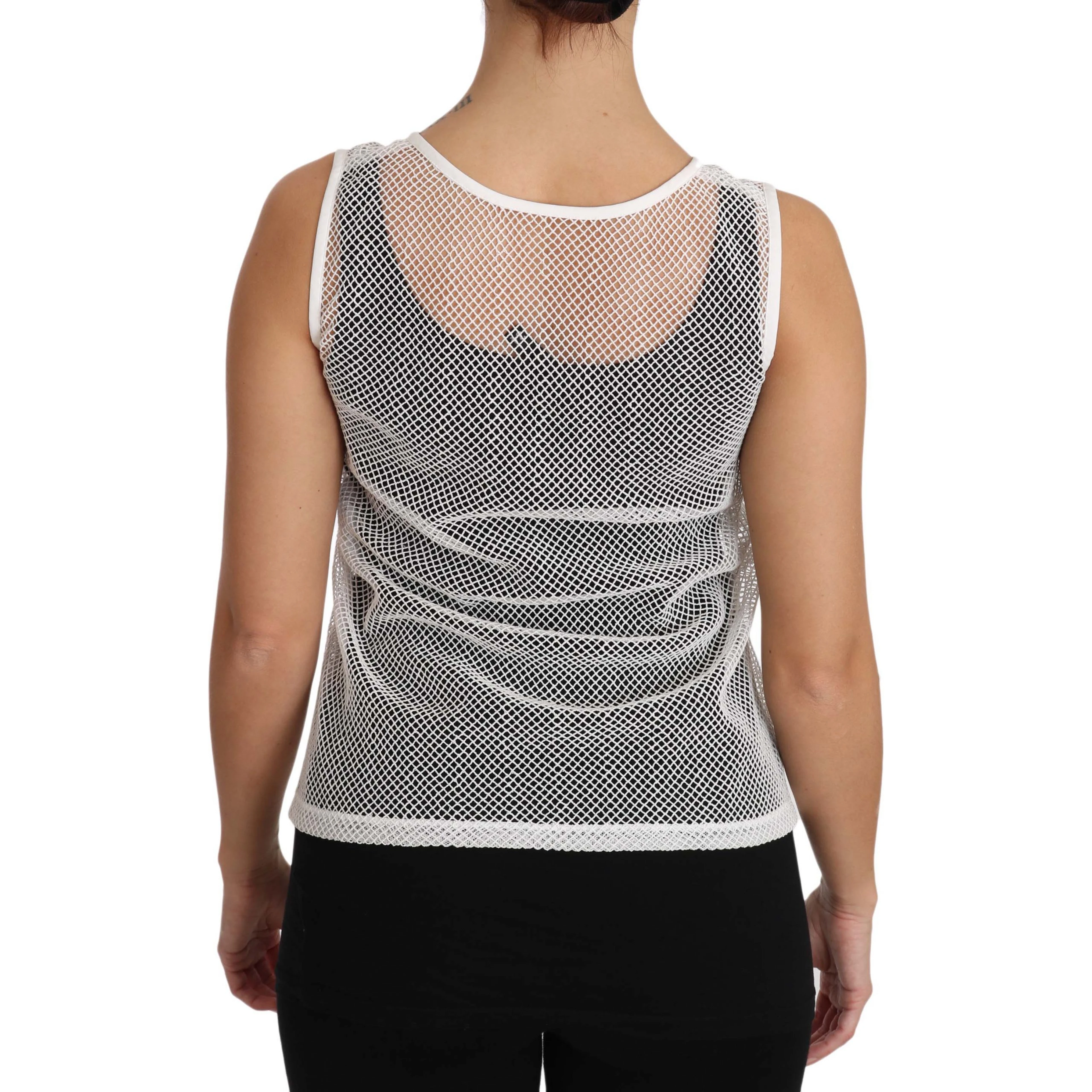 White Net  Transparent Sleeveless Tank Top