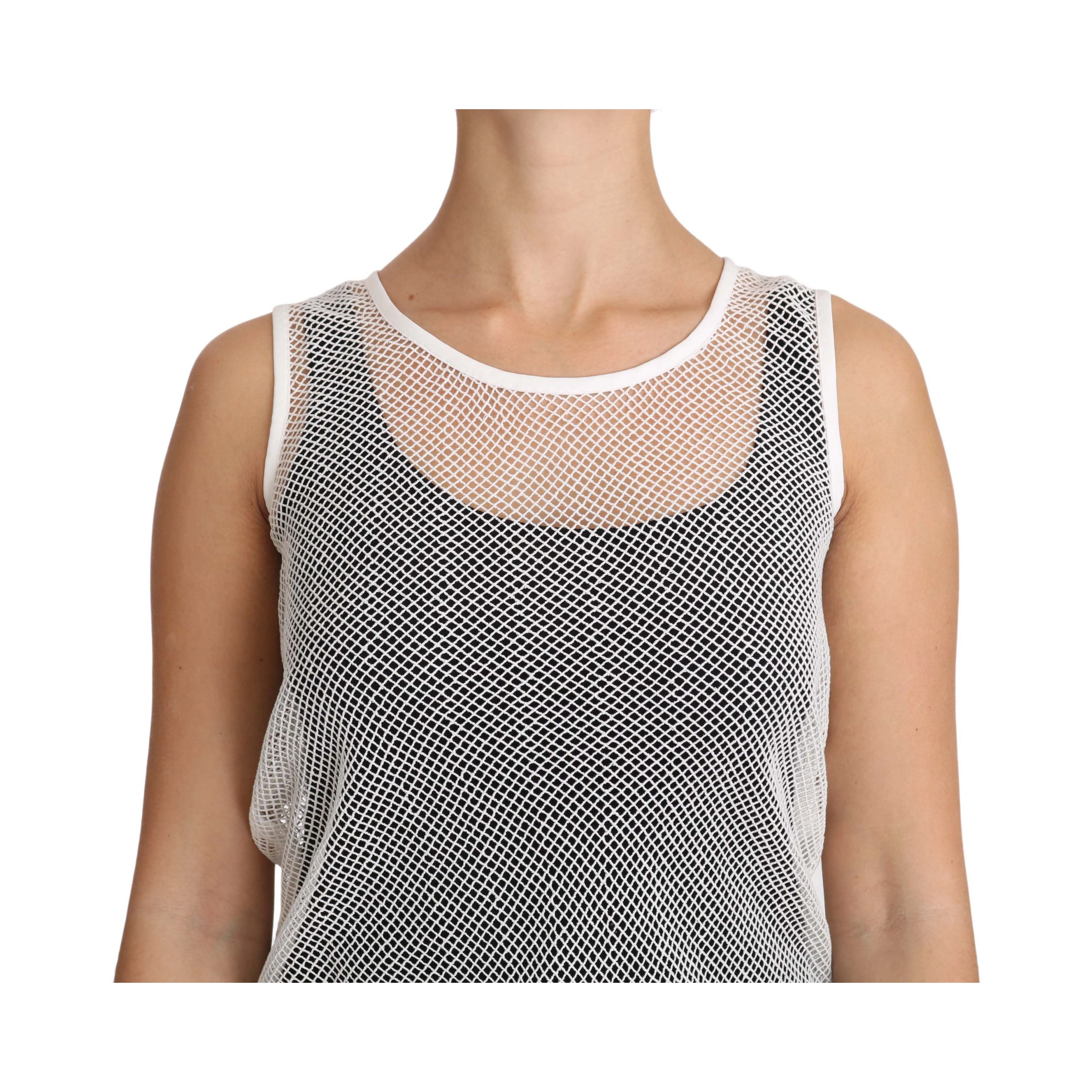 White Net  Transparent Sleeveless Tank Top