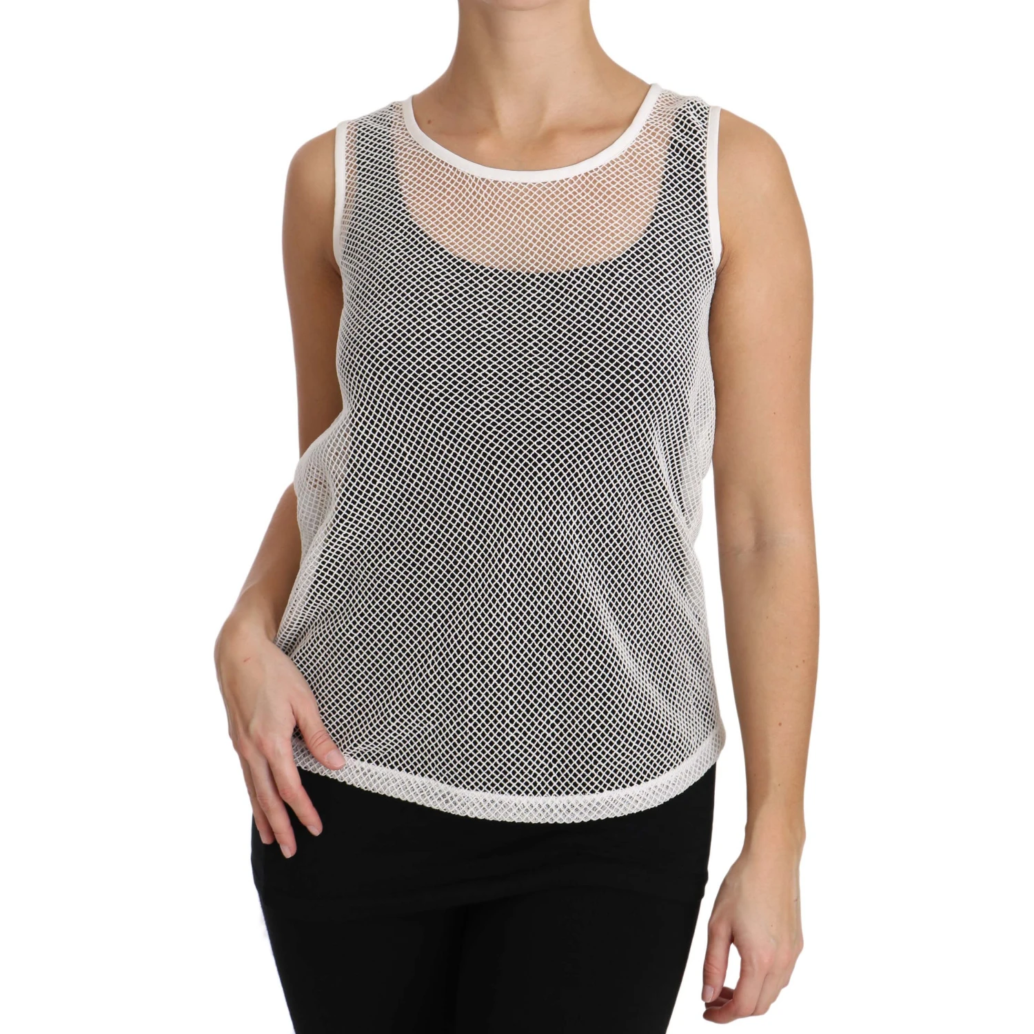 White Net  Transparent Sleeveless Tank Top