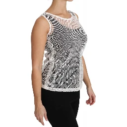 White Net  Transparent Sleeveless Tank Top