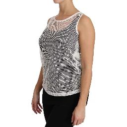 White Net  Transparent Sleeveless Tank Top