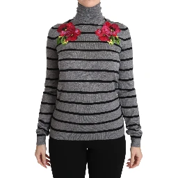 Gray Cashmere Silk Turtleneck Sweater