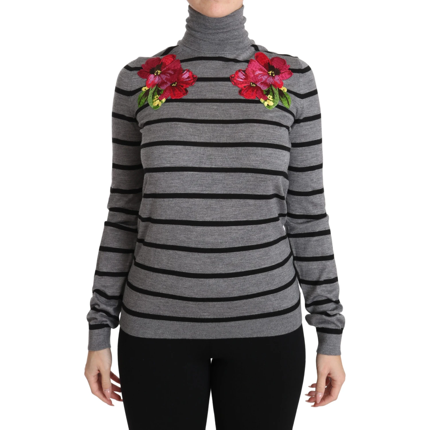 Gray Cashmere Silk Turtleneck Sweater
