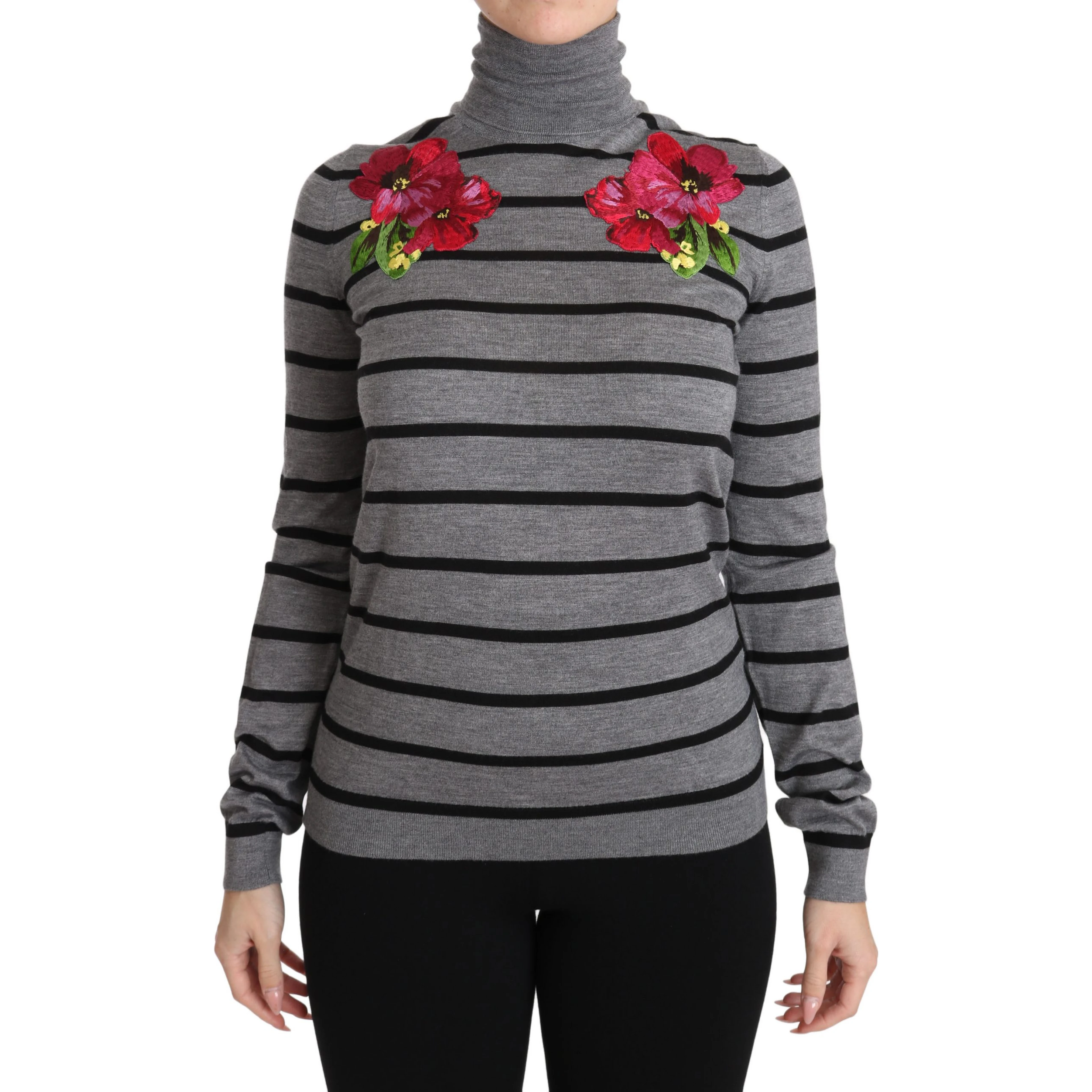 Gray Cashmere Silk Turtleneck Sweater