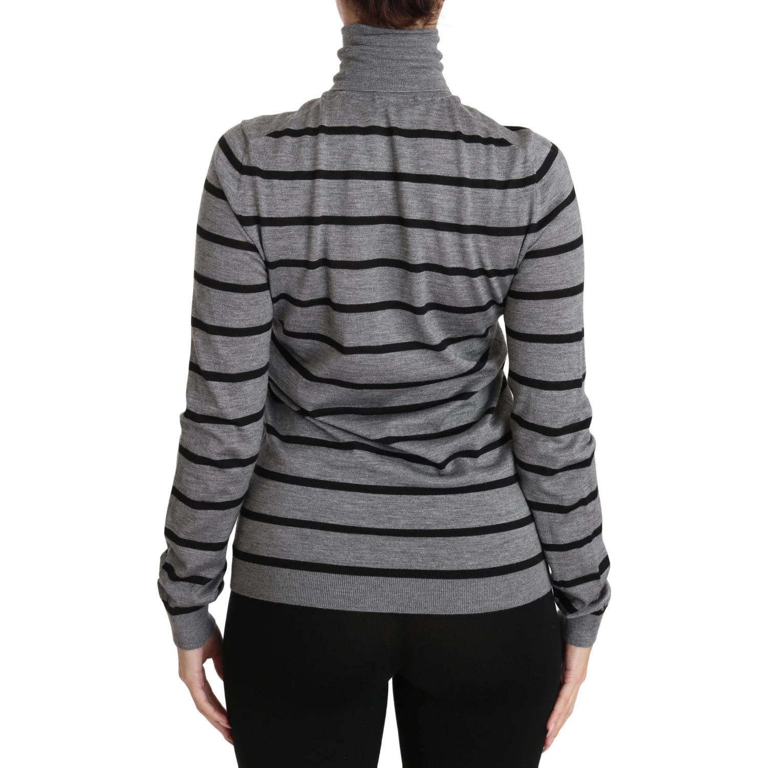 Gray Cashmere Silk Turtleneck Sweater