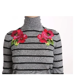 Gray Cashmere Silk Turtleneck Sweater