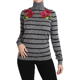Gray Cashmere Silk Turtleneck Sweater