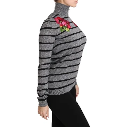 Gray Cashmere Silk Turtleneck Sweater