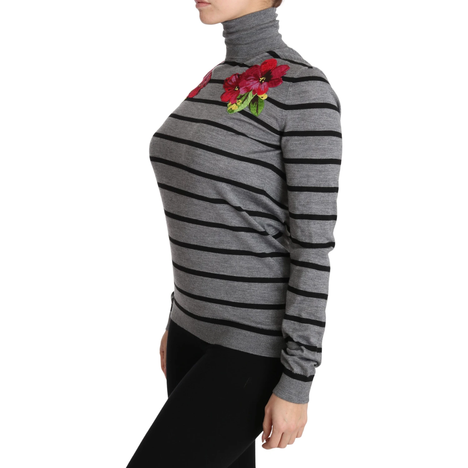 Gray Cashmere Silk Turtleneck Sweater