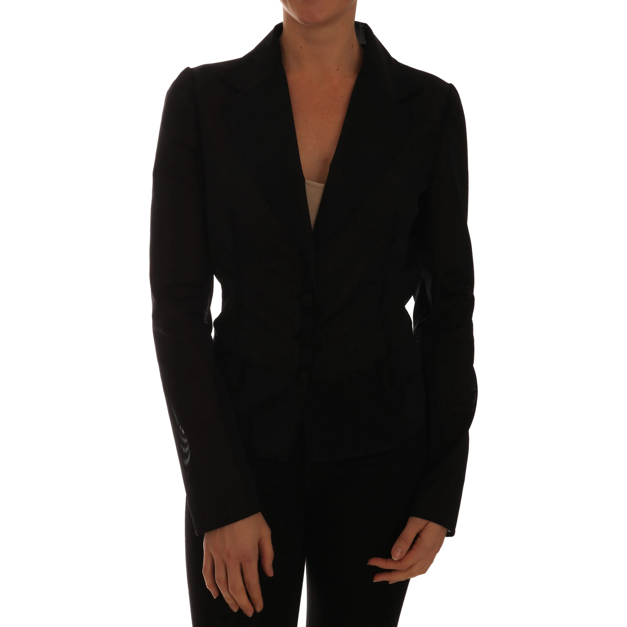 Black Nylon Net Blazer Jacket