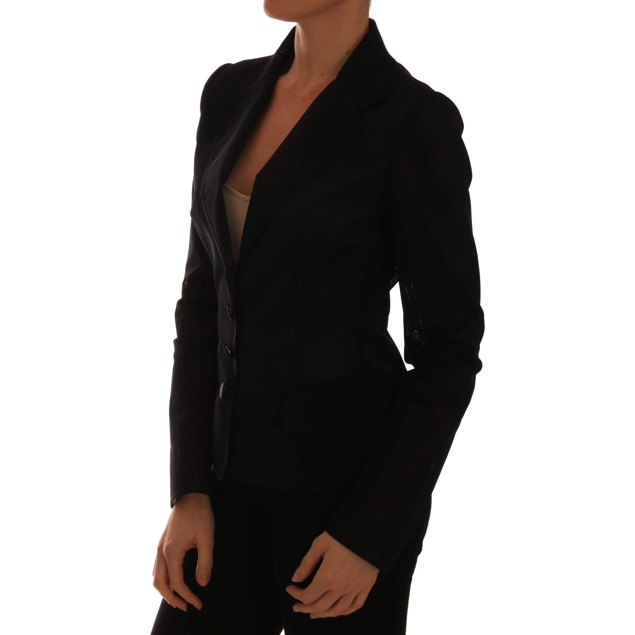 Black Nylon Net Blazer Jacket