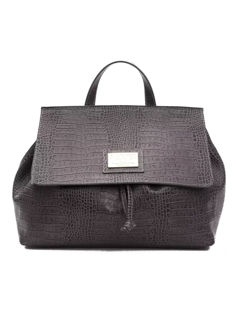 Gray Leather Shoulder Bag