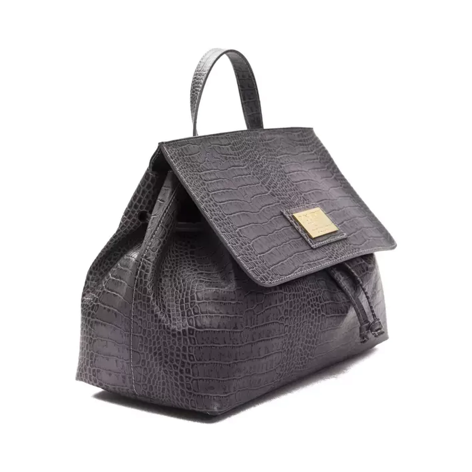 Gray Leather Shoulder Bag