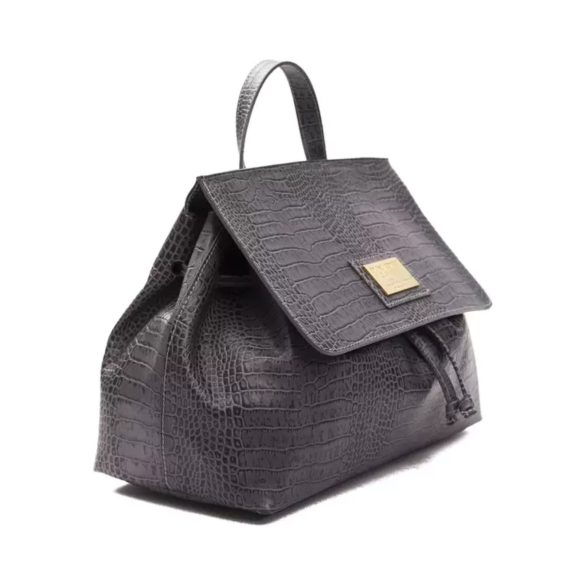 Gray Leather Shoulder Bag