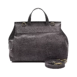 Gray Leather Shoulder Bag