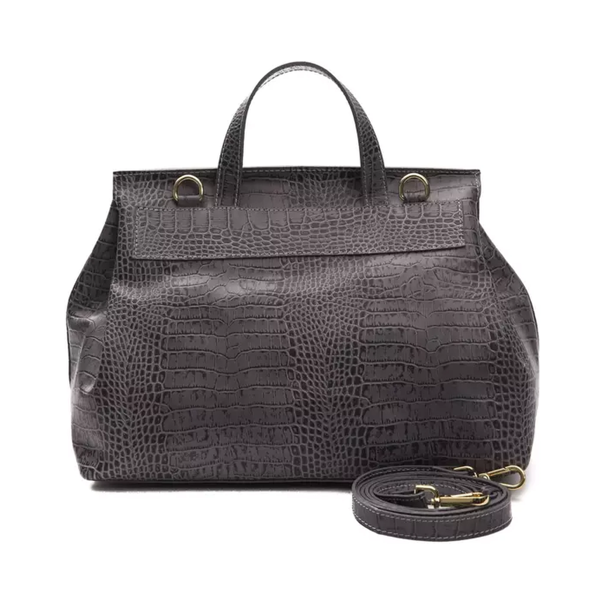 Gray Leather Shoulder Bag