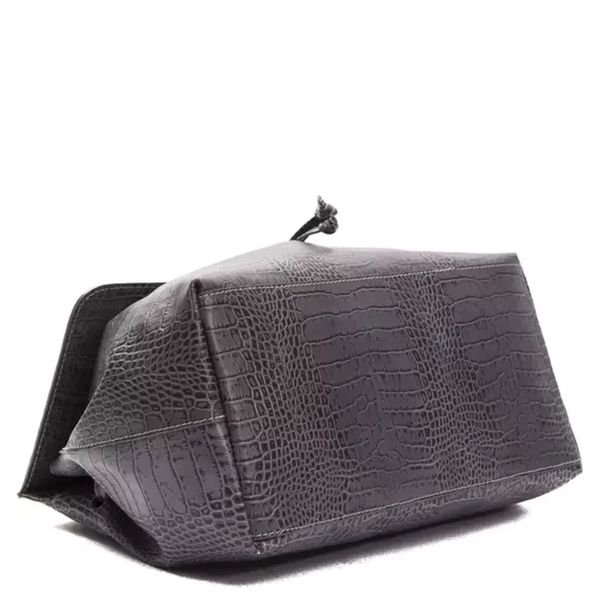 Gray Leather Shoulder Bag