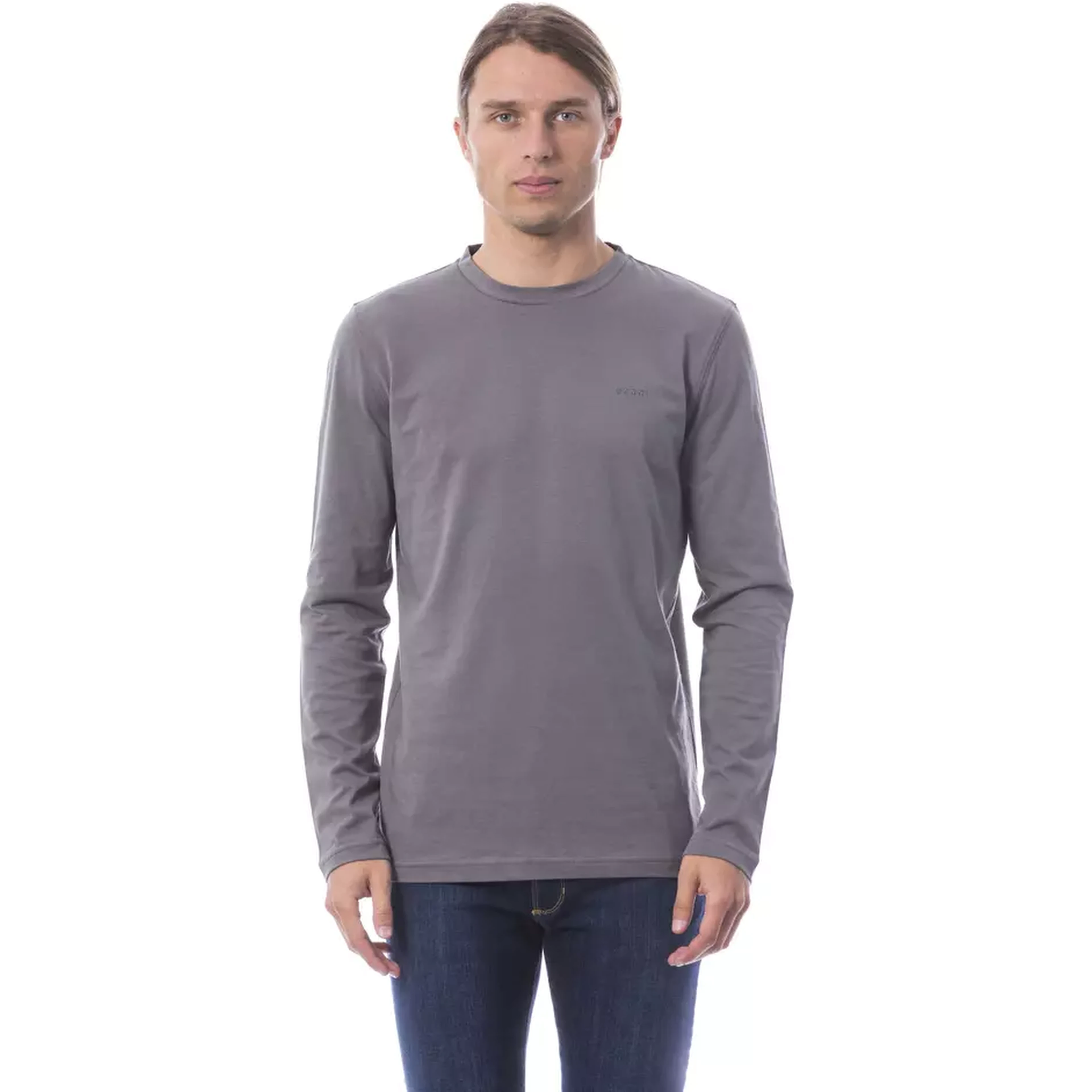 Gray Cotton Men's Long-Sleeve T-Shirt