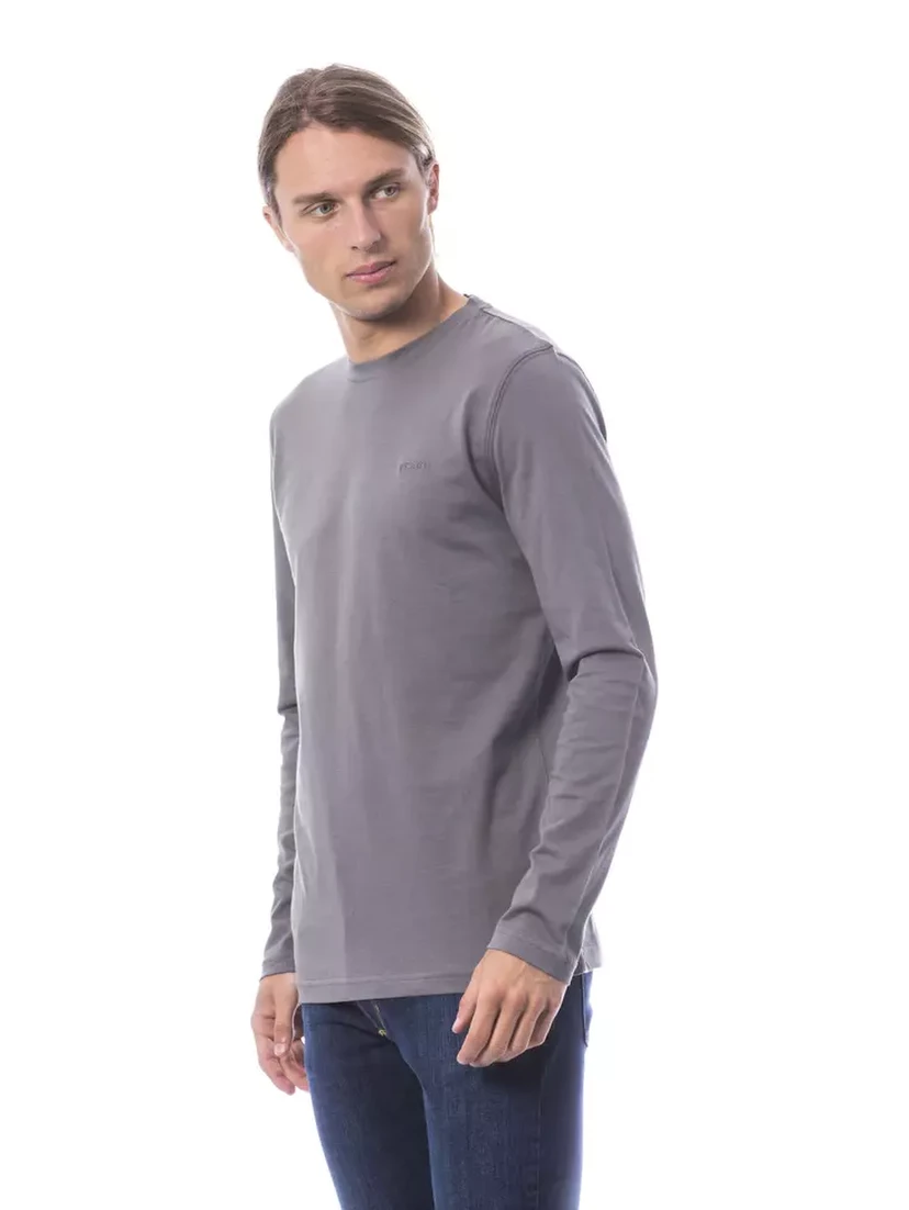 Gray Cotton Men's Long-Sleeve T-Shirt