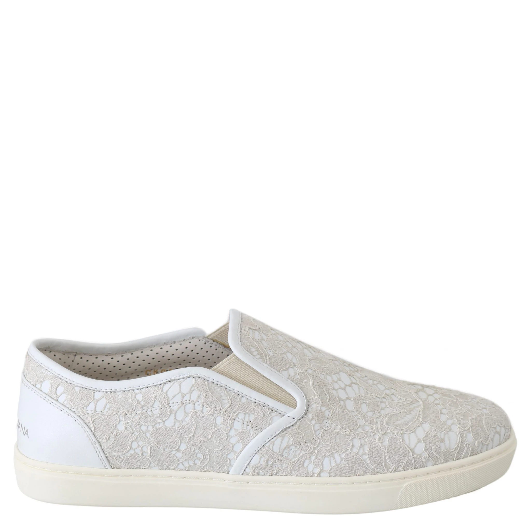 White Leather Lace Slip On Loafers Shoes