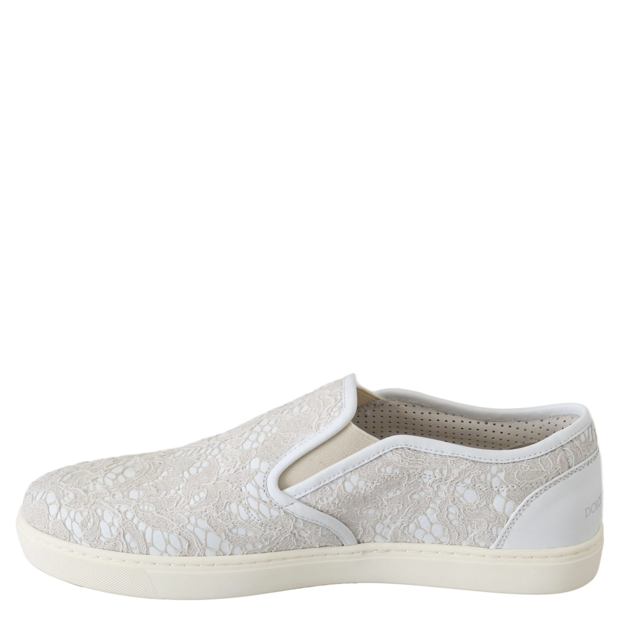 White Leather Lace Slip On Loafers Shoes