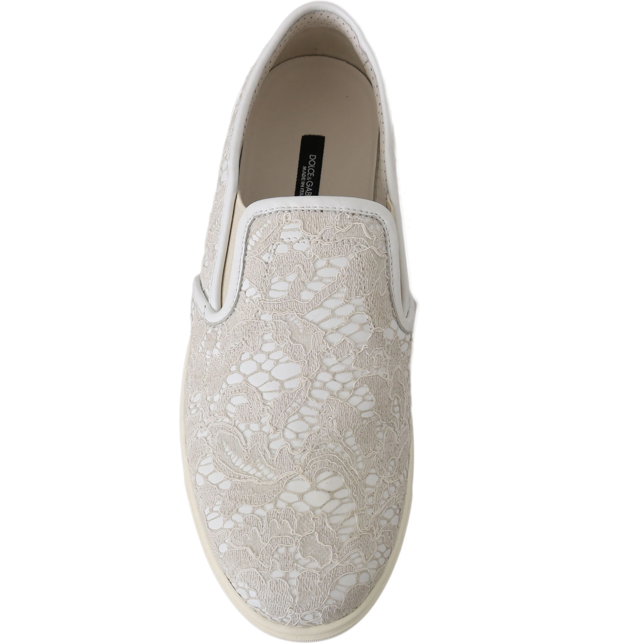 White Leather Lace Slip On Loafers Shoes