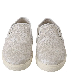 White Leather Lace Slip On Loafers Shoes