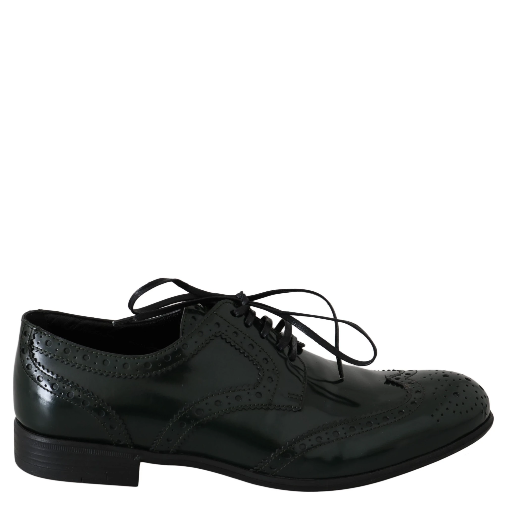 Green Leather Broque Oxford Wingtip Shoes