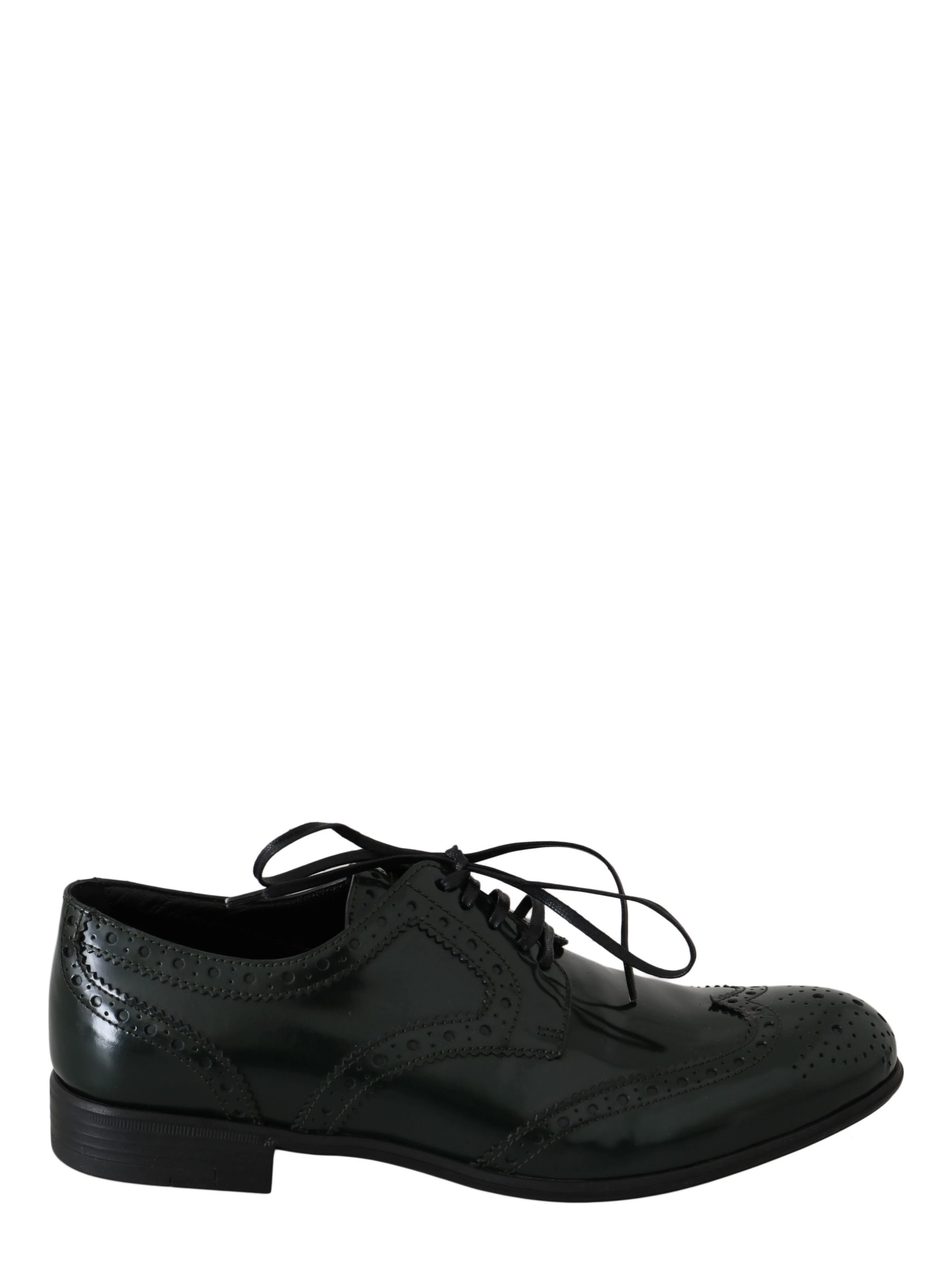 Green Leather Broque Oxford Wingtip Shoes