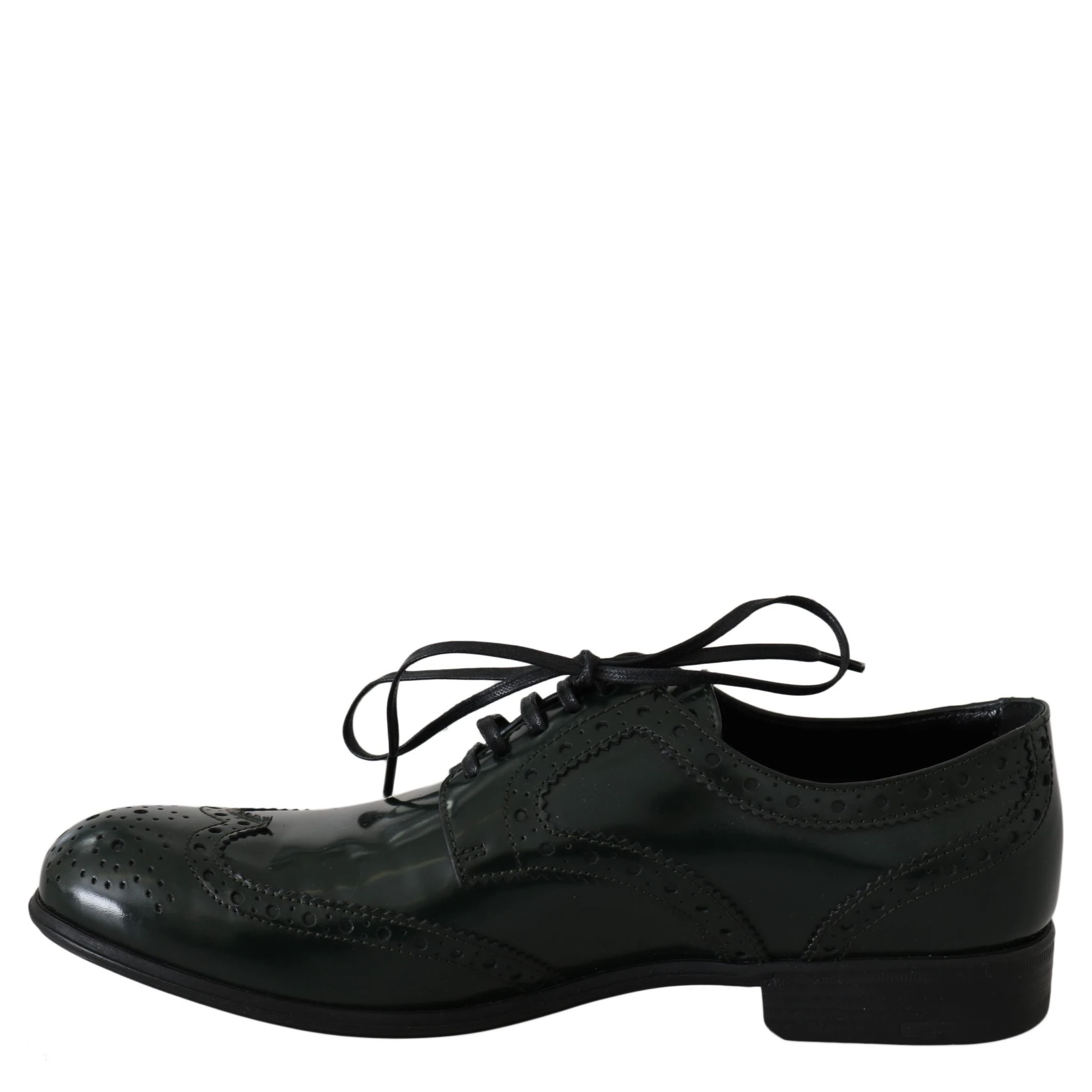 Green Leather Broque Oxford Wingtip Shoes