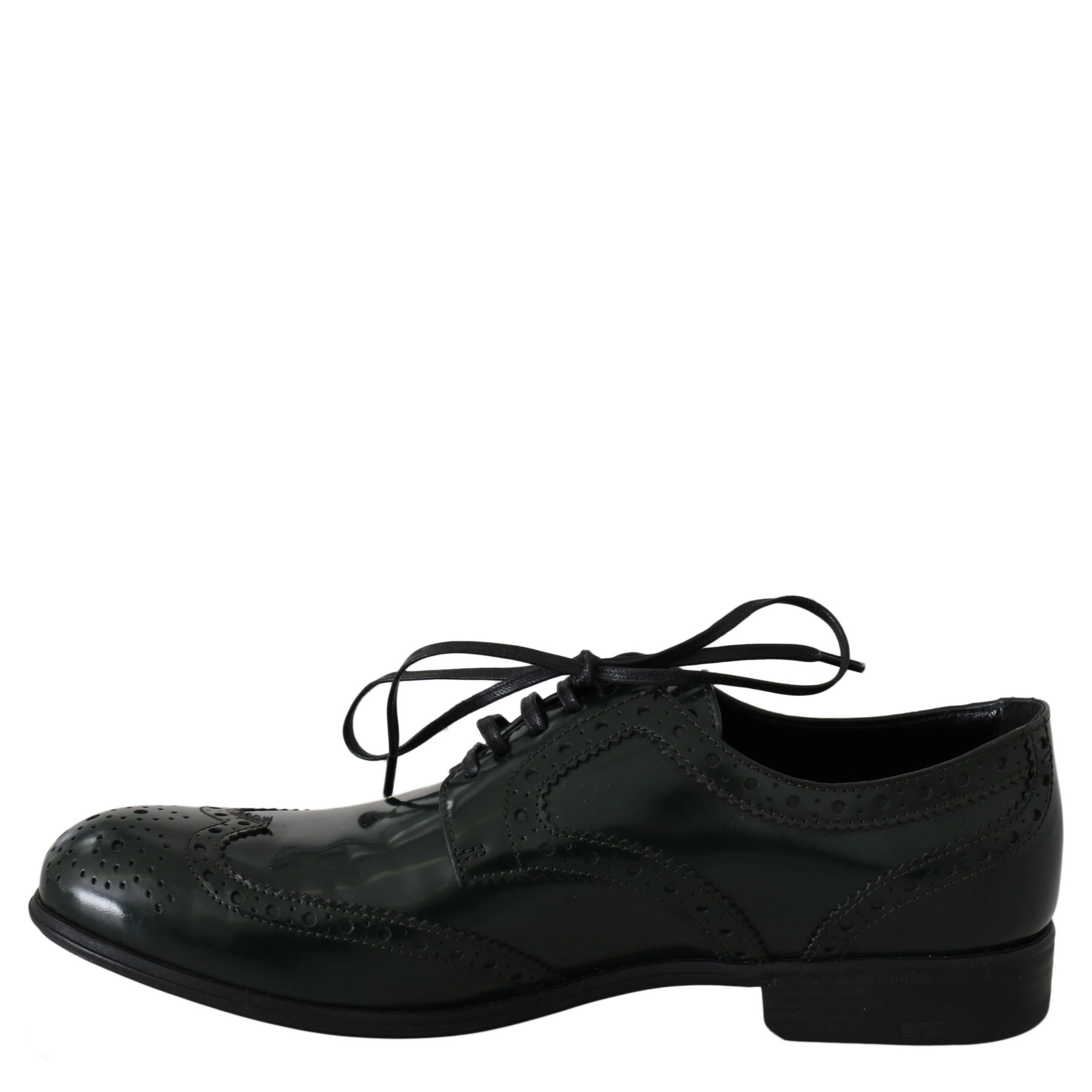 Green Leather Broque Oxford Wingtip Shoes